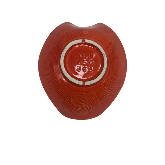 Vintage Ceramic Red 0range Glaze Dish California USA Pottery - Picture 8 of 16